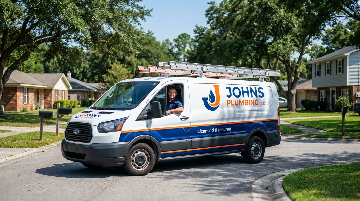 Johns Plumbing LLC service van in Langdon, ND