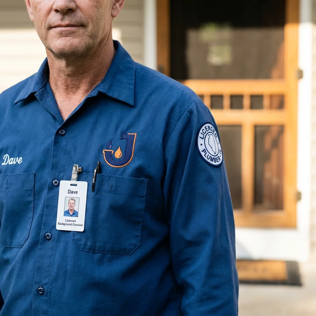 Licensed plumber showing ID badge in Langdon, ND