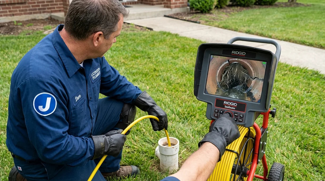 Sewer camera inspection being performed by Johns Plumbing LLC in Langdon