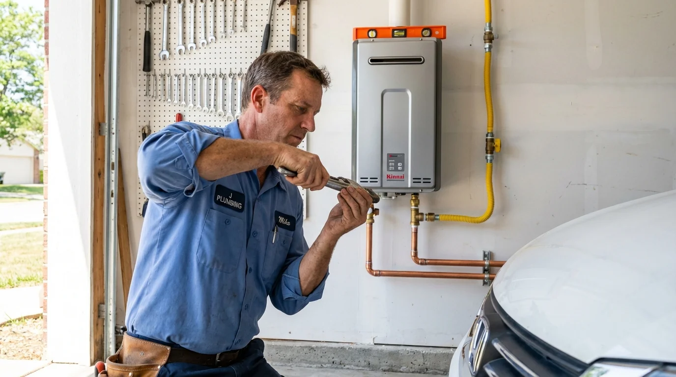 Tankless water heater installation by a Johns Plumbing LLC plumber in Langdon